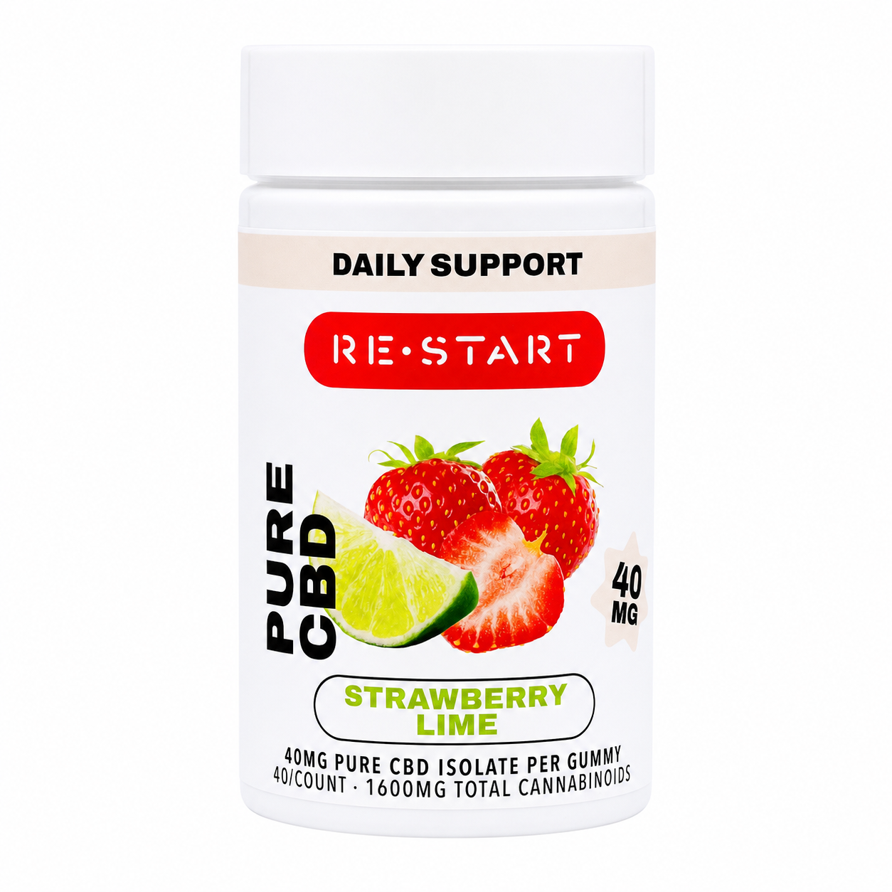 Pure CBD Gummies 40MG Strawberry Lime THC Free / 40ct